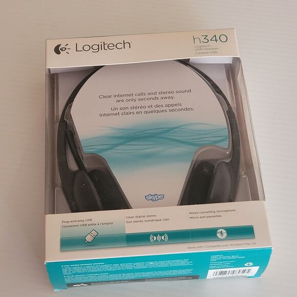 Logitech H340 USB Computer PC Headset w/ Noise Cancelling Microphone New Sealed - Picture 1 of 10